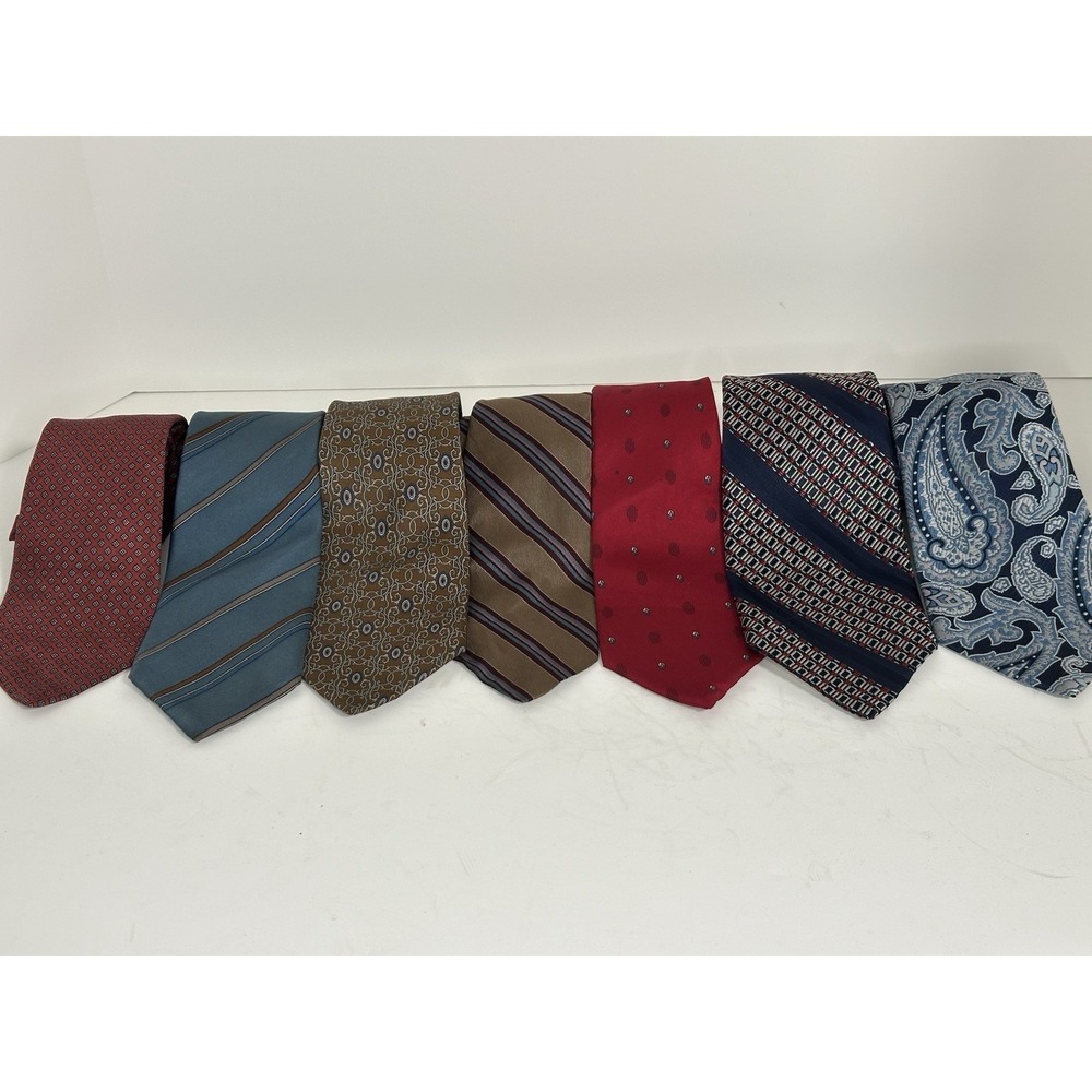 Christian Dior, Cravates Silk Vintage Ties, Lot Of 7, Multicolor/multipattern